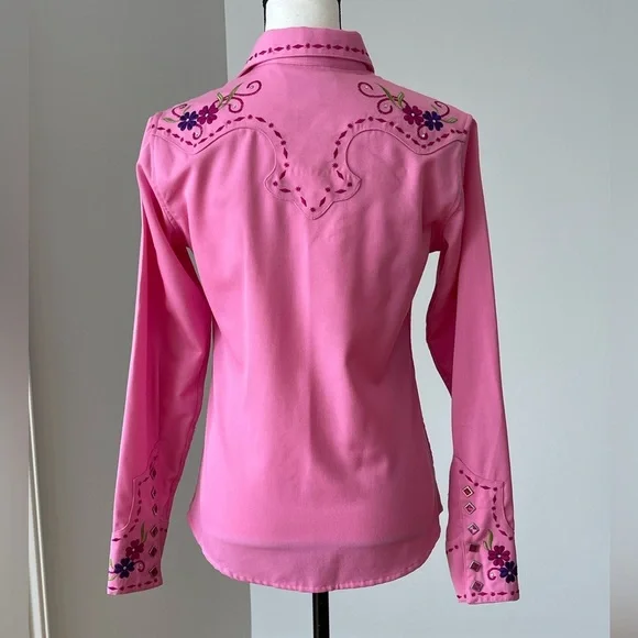 Panhandle Slim Embroidered rhinestones snap front western shirt rodeo barbie S - Picture 4 of 16